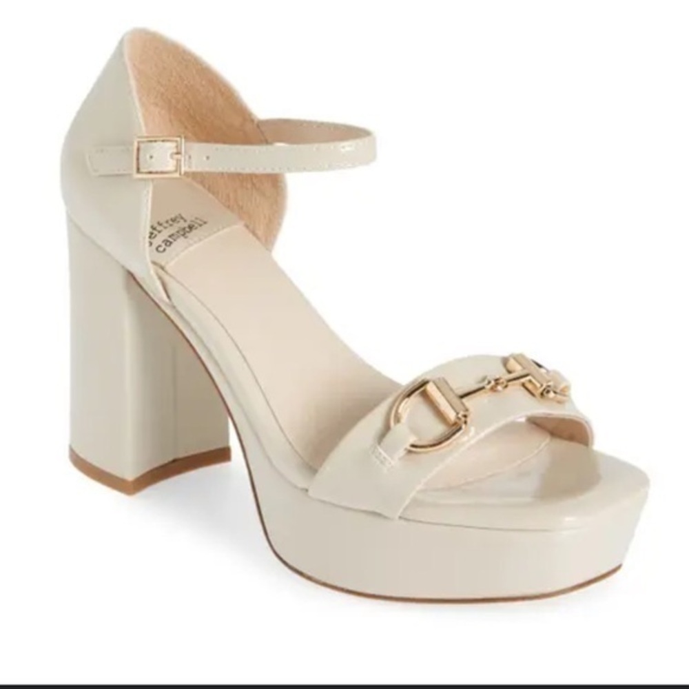 ◀️ Jeffrey Campbell ◀️ Clever Platform Sandals. Ice Pantene Gold Size 10